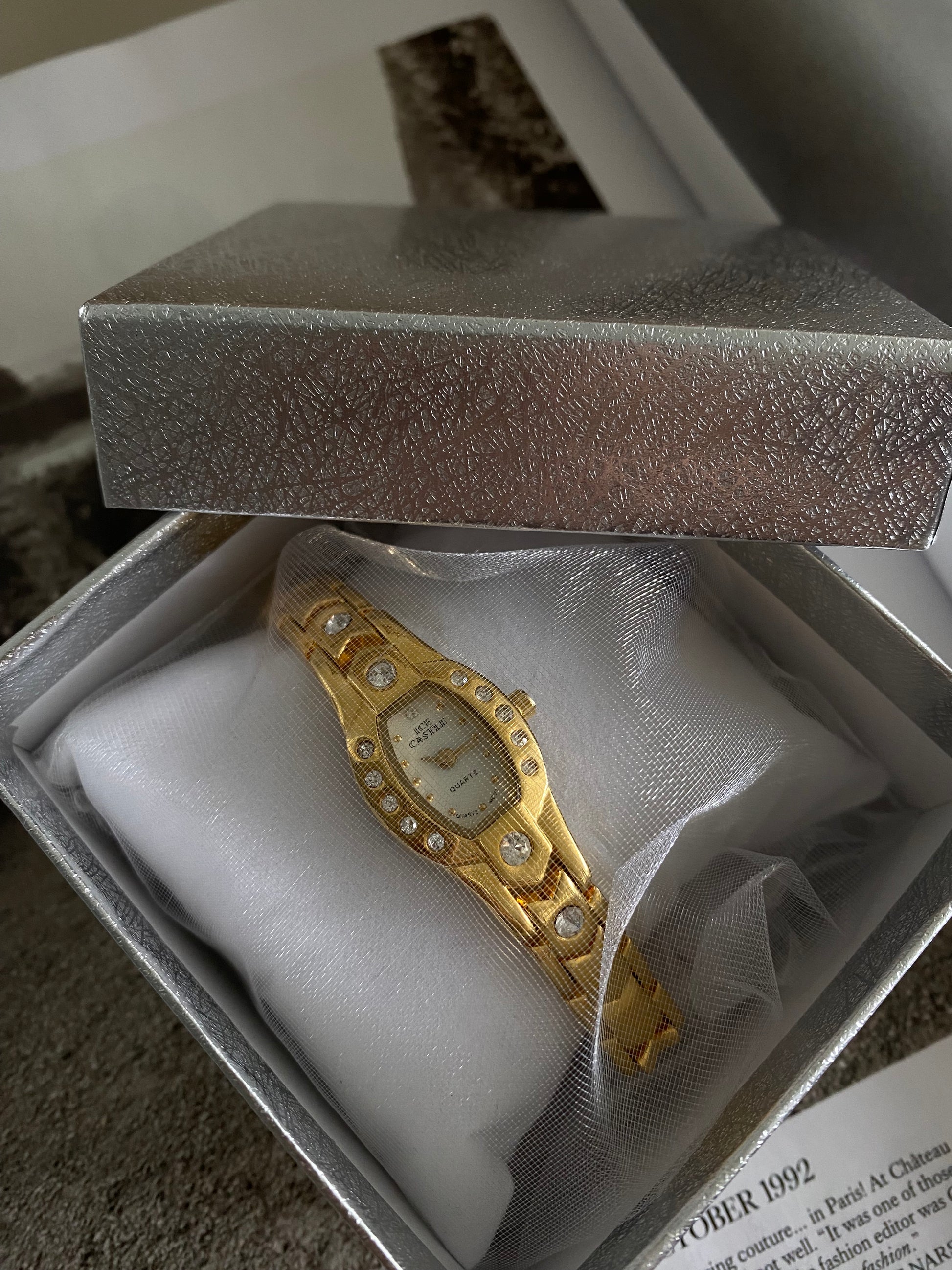 Vintage Gold Tone Ice Castle Dainty Ladies Watch from the 1990s