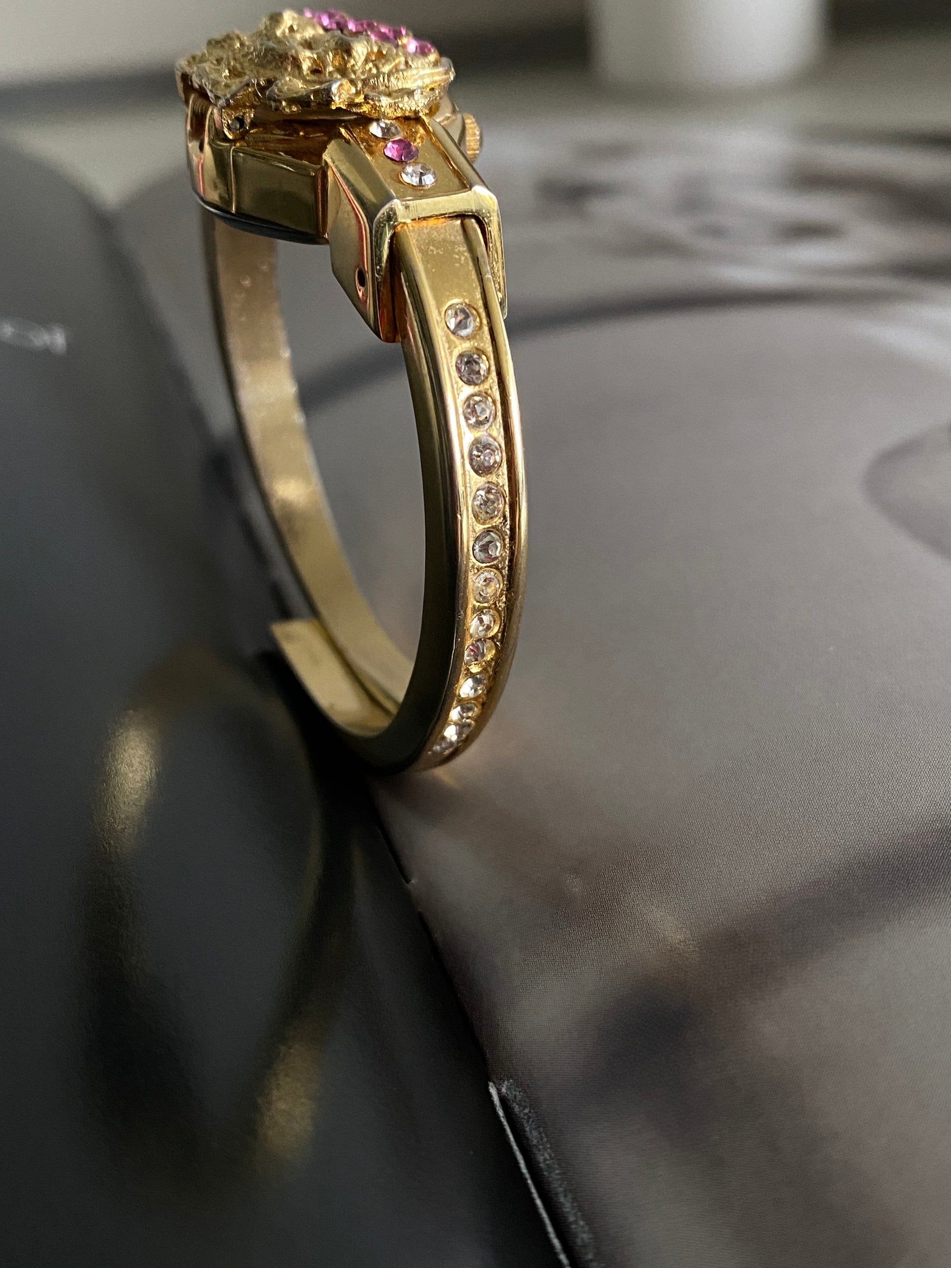 1990s Vintage Gold tone Peek-a-Boo Rhinestone MIYOKO Women's watch