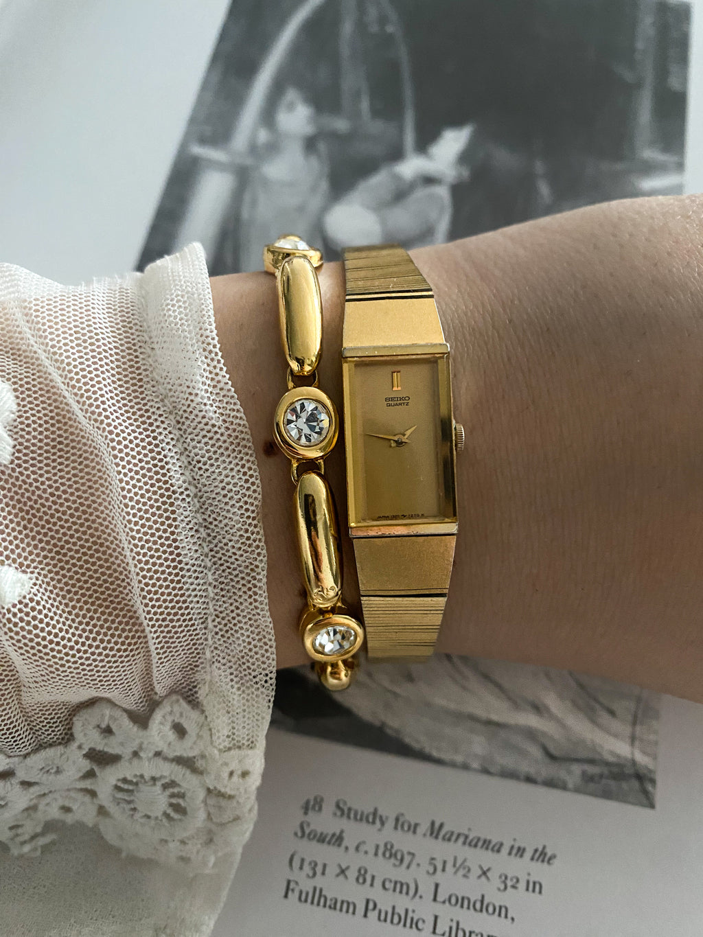 Elegant Vintage Gold Seiko 1320-5969R Tank Ladies Watch