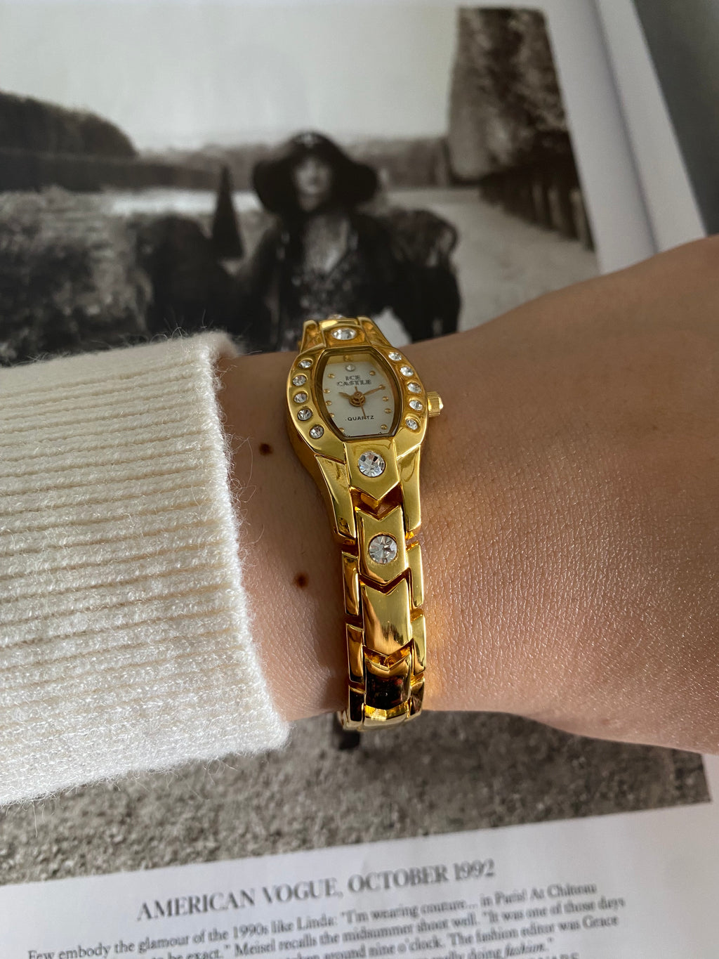 Vintage Gold Tone Ice Castle Dainty Ladies Watch from the 1990s