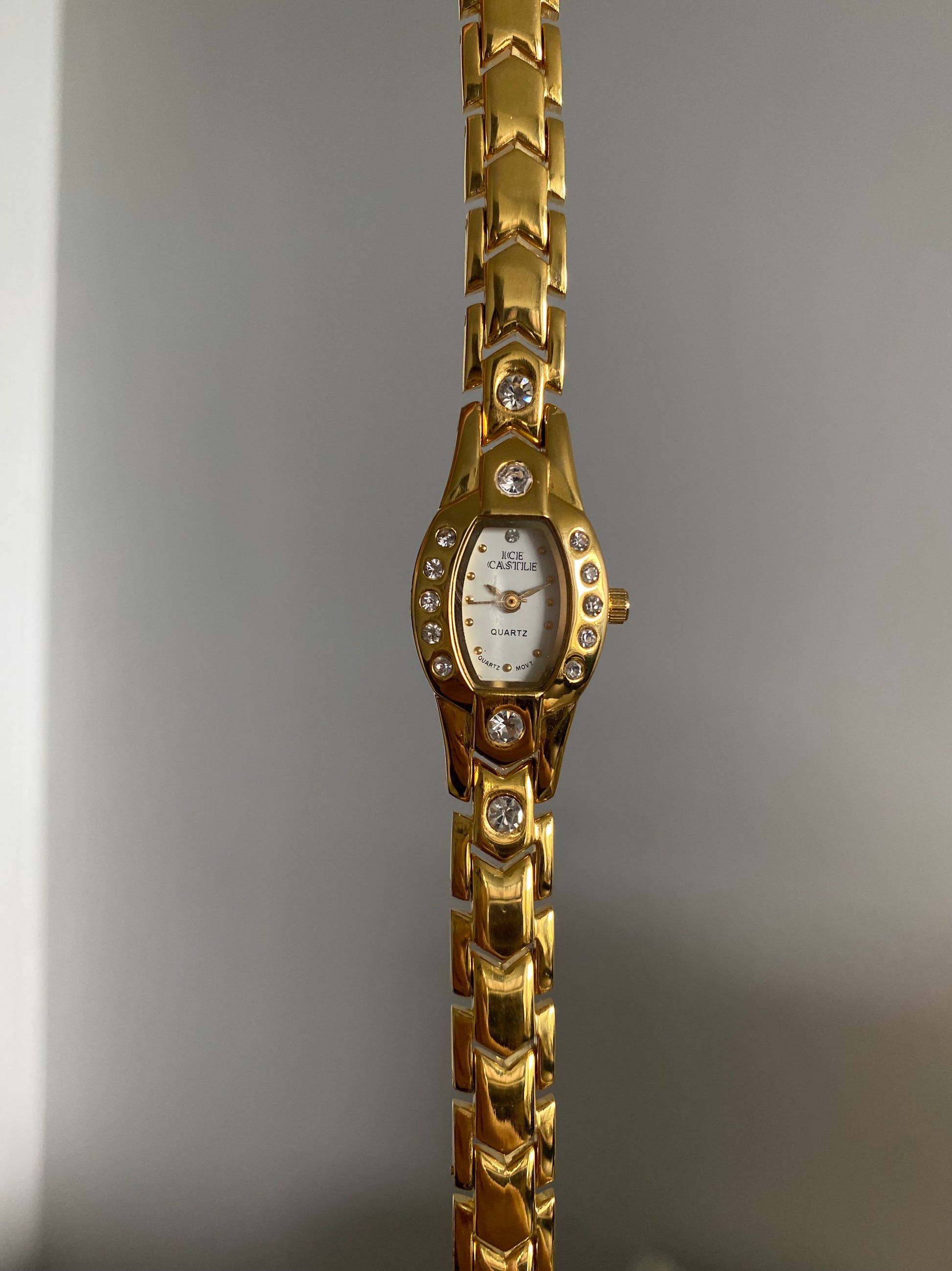 Vintage Gold Tone Ice Castle Dainty Ladies Watch from the 1990s