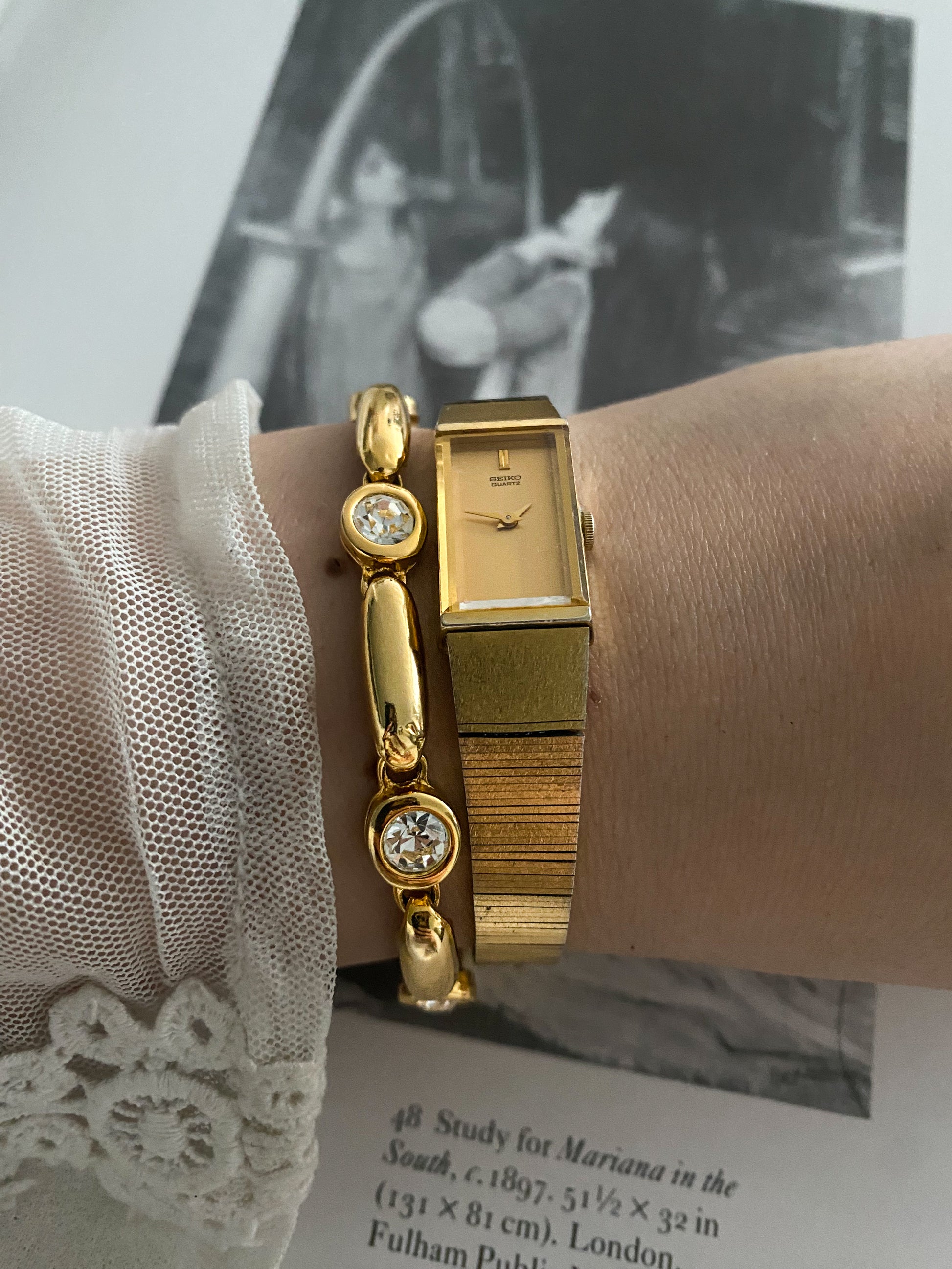 Elegant Vintage Gold Seiko 1320-5969R Tank Ladies Watch
