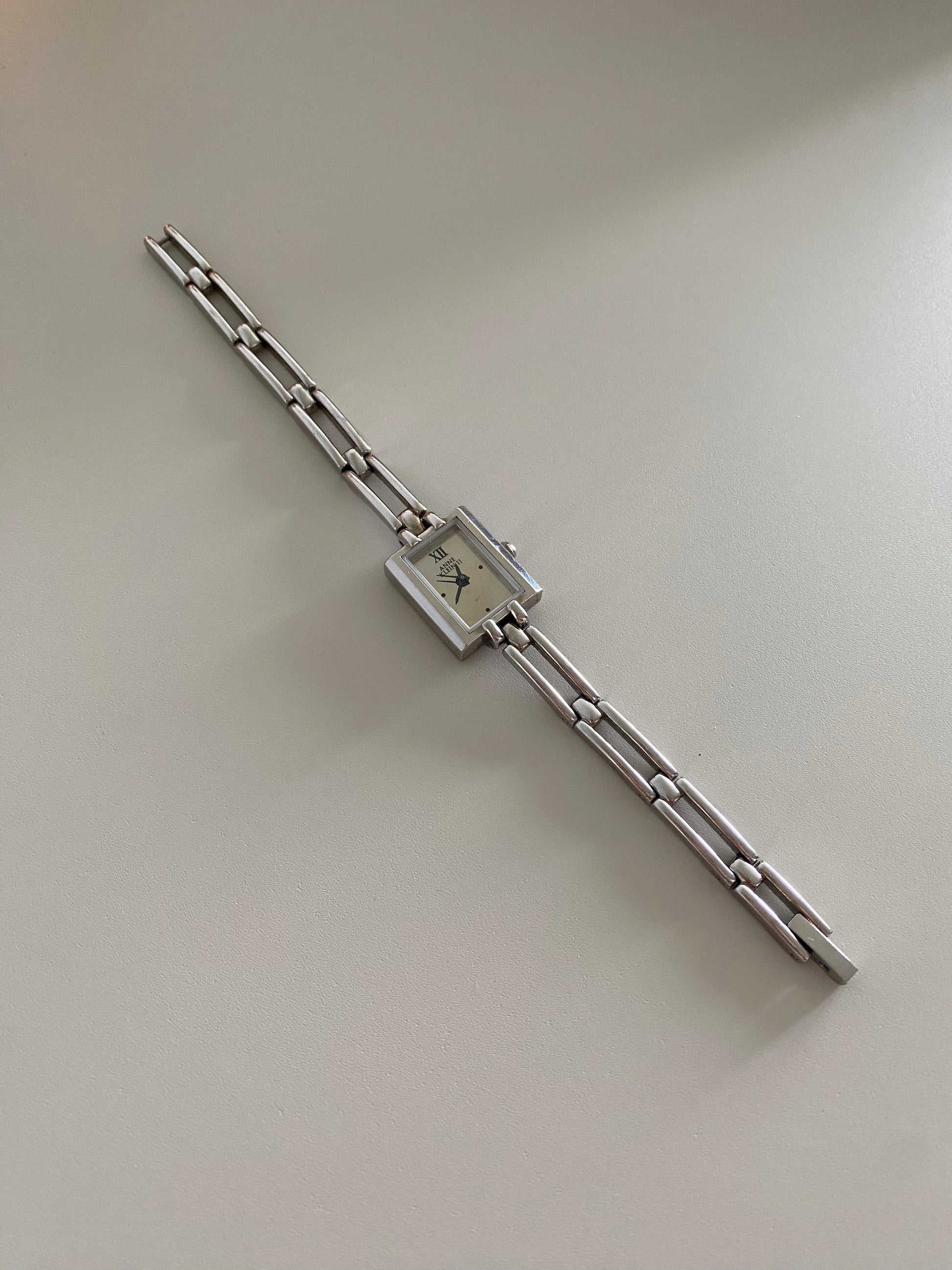 Anne Klein Ladies' Silver-Tone Rectangular Dress Watch from Early 2000s
